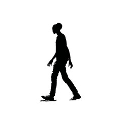 Solid black silhouette of an alien walking
