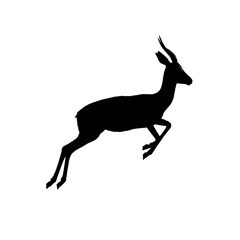 Solid black silhouette of an antelope running