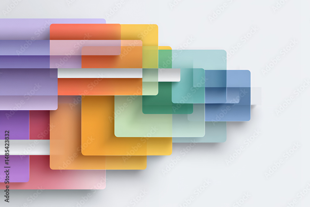 Poster abstract pastel geometric background with overlapping translucent squares