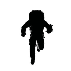 Solid black silhouette of an astronaut floating