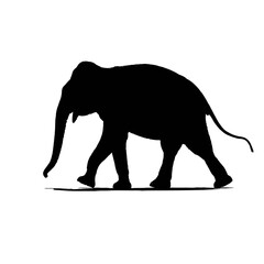Solid black silhouette of an elephant walking