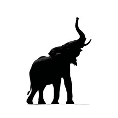 Solid black silhouette of an elephant trumpeting