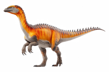 Vibrant therizinosaurus displaying long curved claws in natural habitat, isolated on transparent background