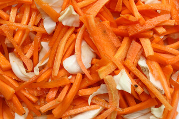 background of sliced carrots. carrot texture close up