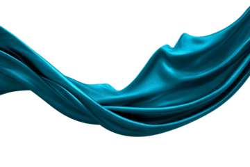 Flowing turquoise fabric on a transparent background