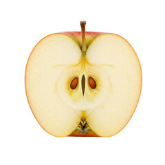 Freshly cut apple showcasing its vibrant red skin and creamy interior, ideal for healthy recipes