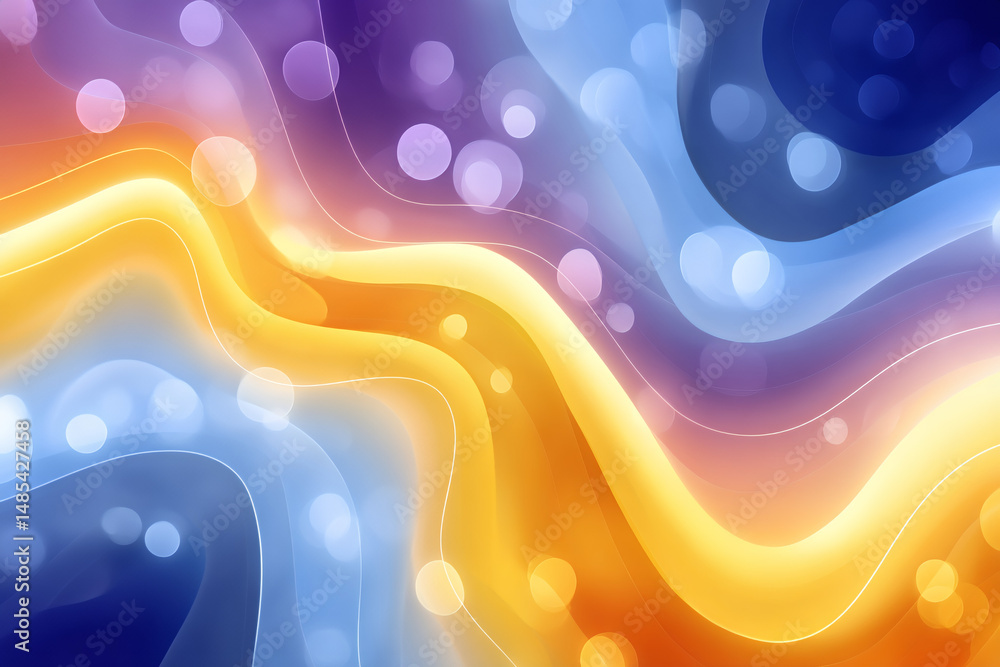 Poster abstract colorful wave background with bokeh lights and gradient texture