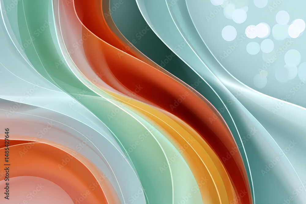 Poster abstract colorful wave background with pastel hues and soft bokeh lighting