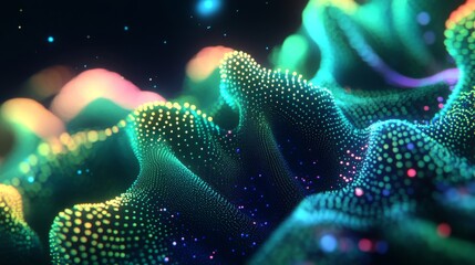 Abstract Colorful Particle Background with Dynamic Waves