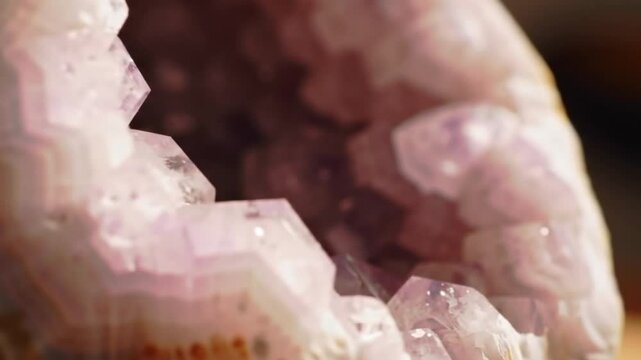 Pink Geode Crystal Close-up with Sparkling Highlights