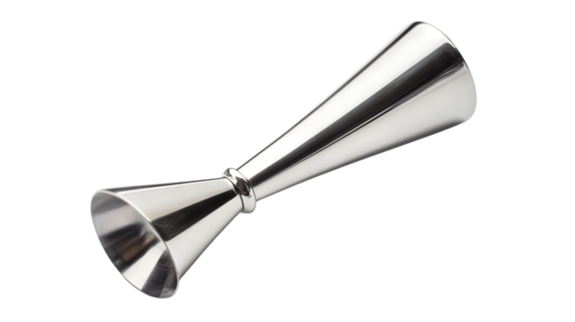 Elegant Stainless Steel Bar Jigger on White Background for Professional Mixology