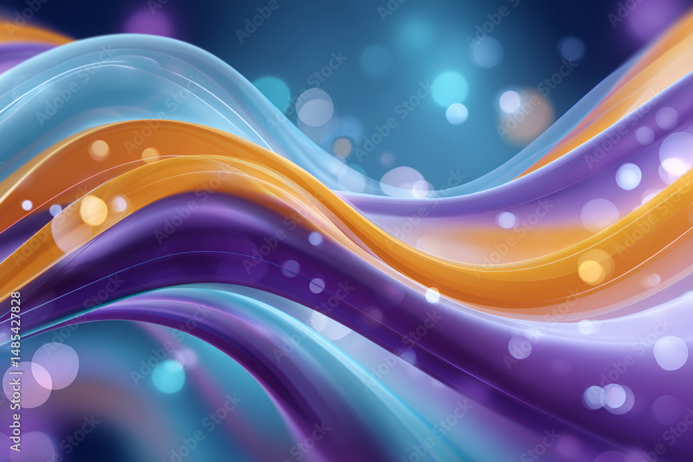 Aufkleber abstract colorful waves with bokeh lights