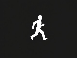 Obraz premium Running Man Silhouette Illustration: White Figure on Black Background Depicting Jogging, Exercise, and Active Lifestyle.