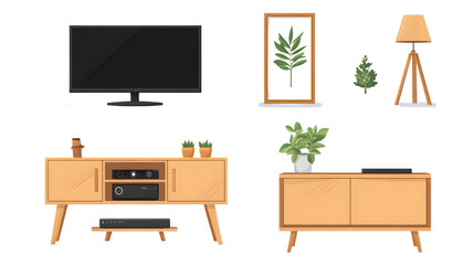 Modern TV Stand with Stylish Decor Items for Home Interior Design Inspiration