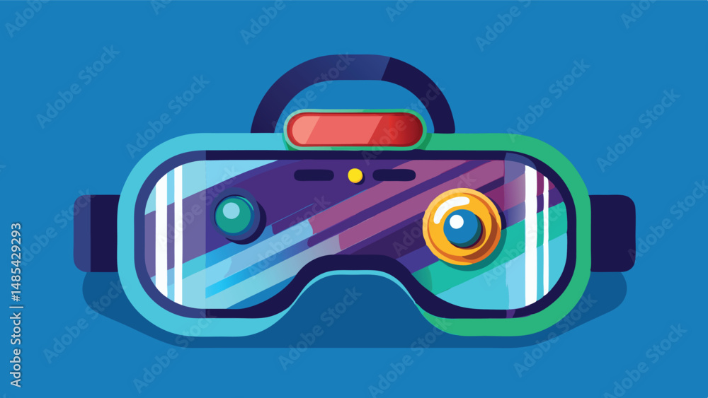 Poster colorful vector illustration of gaming glasses showcasing vibrant buttons and a sleek design for mod
