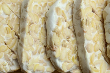 close up of raw tempeh pieces