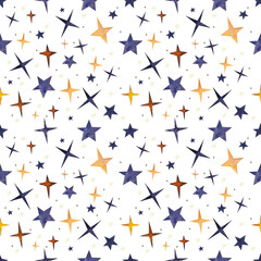 Hand Painted Colorful Stars Seamless Pattern