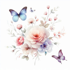 Obraz premium Butterfly Floral Greeting Card 