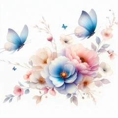 Obraz premium Butterfly Floral Greeting Card 