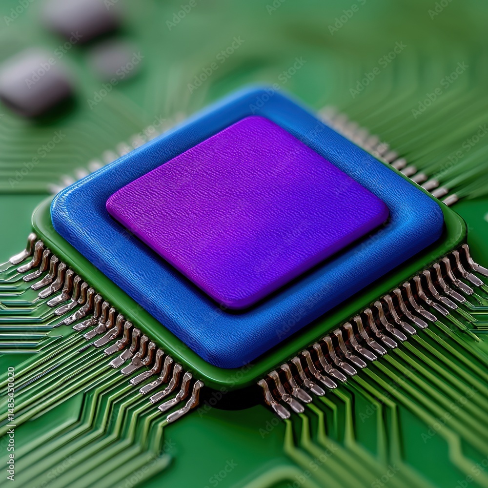Aufkleber detailed close-up of a colorful microprocessor highlighting innovative technology with intricate cir