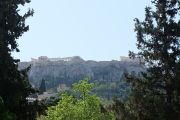 a view of a hill with a castle on top
