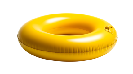 Yellow Inflatable Ring with Handle Isolated on White Background