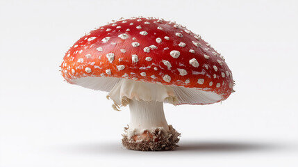 Obraz premium Vivid Red and White Spotted Fly Agaric Mushroom Isolated