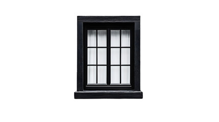 Obraz premium Elegant Black Window on White Background - Interior Design Concept
