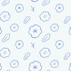 Light Blue Floral and Botanical Seamless Pattern – Vector Illustration