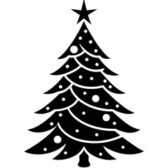 Christmas tree with star silhouette vector illustration