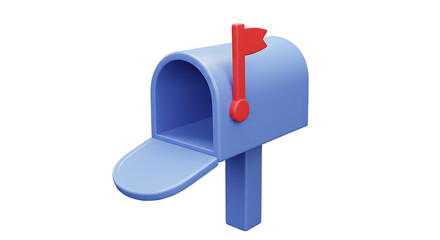 Blue mailbox with red flag