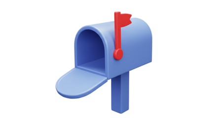 Blue mailbox with red flag