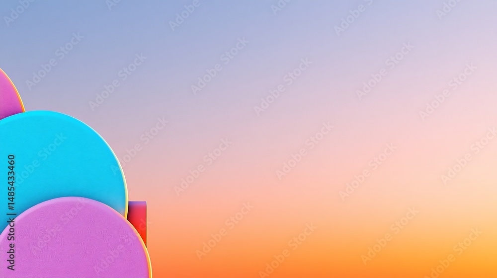 Poster abstract 3d shapes with vibrant colors against a gradient background