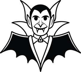 Black and white vector illustration of a scary Halloween bat, spider, and tribal monster face