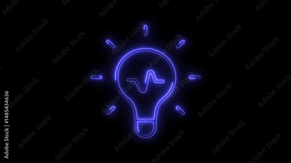 Aufkleber abstract glowing light bulb animation with pulse wave design and black background