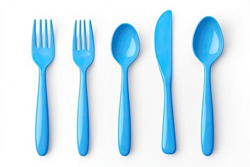 Bright blue plastic cutlery set (2)