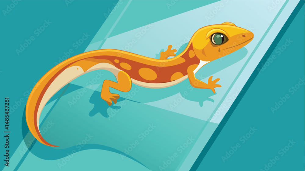 Aufkleber colorful vector illustration of a gecko resting on a smooth surface capturing the essence of vibrant