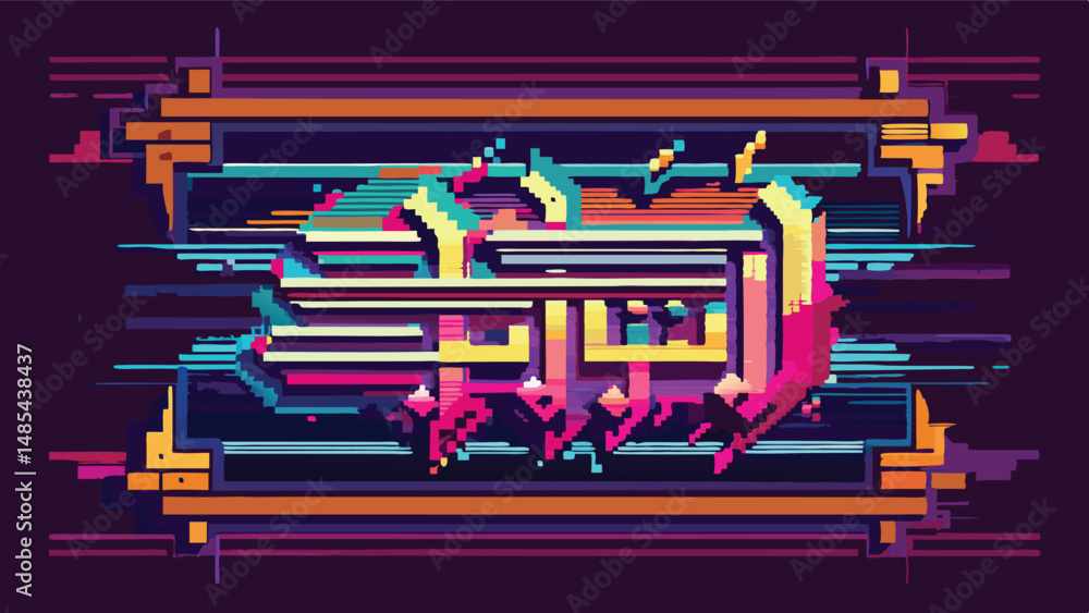 Poster bright and colorful vector illustration showcasing vibrant geometric shapes and typography with a fu