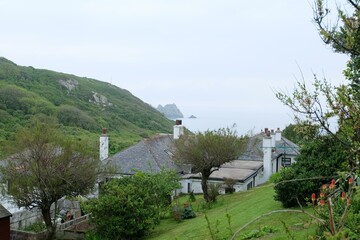 a view of the sea from a hill