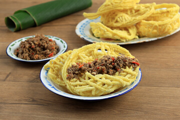 Kerupuk Banjur Sambel Oncom, Bandung Typically Food during Breaking the Fast