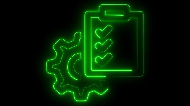 Neon agile outline px management icons animation with glowing effect on black background