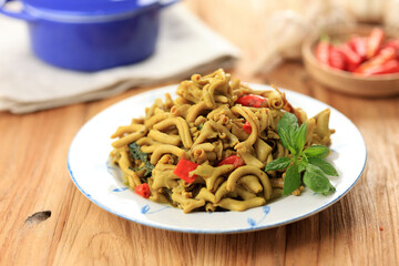 Tumis Usus Ayam or Yellow Spicy Chicken Intestine with Red Chili