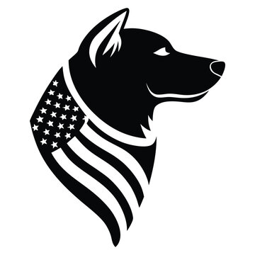 black dog american flag collar clip art preview