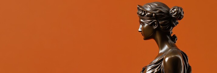 Lady Justice Statue Amidst Bright Backdrop - Profile View with Ample Copy Space for Legal Themes