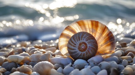 Seashell Spirals: Coastal Serenity in Soft Light