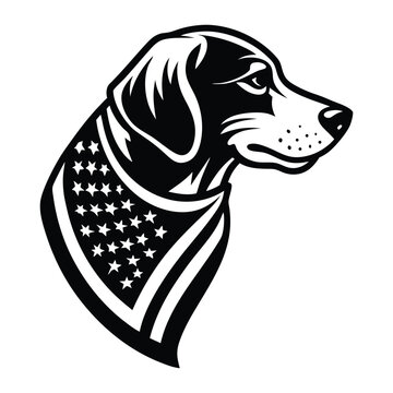 black dog wearing american flag bandana clip art preview