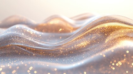 Abstract golden liquid waves, soft light, studio shot, possible use for cosmetics or luxury product advertisement