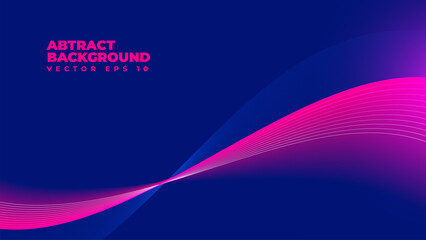Futuristic Wave Line Abstract Background Vector in Pink and Blue - An elegant vibrant gradient banner. Ideal for sports, tech, music, or digital content and web banner