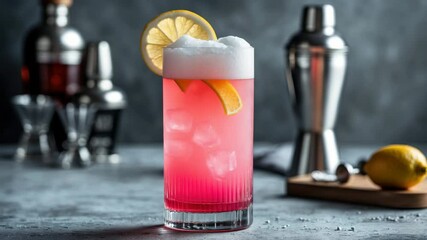 Refreshing Fizz Cocktail Featuring Spirit and Liqueur