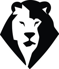 Minimalist Geometric Lion Head Silhouette Vector Art